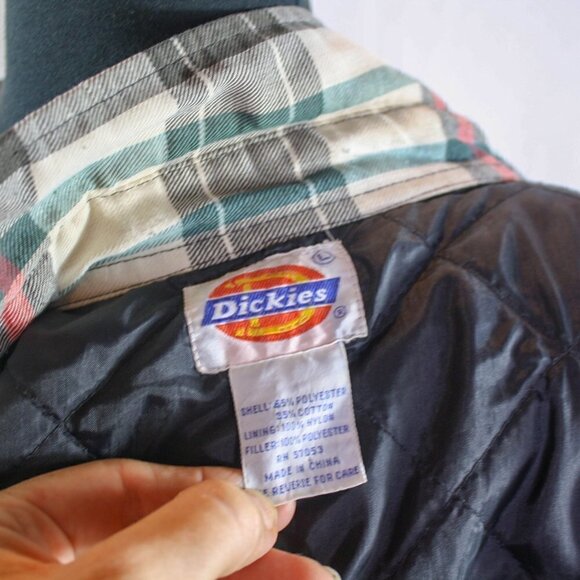 Dickies Quilted Lined Plaid Shirt Plaid Shacket Button Up Size L - Picture 6 of 7